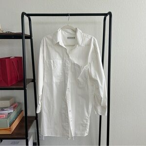 White Button-Up Shirt Dress